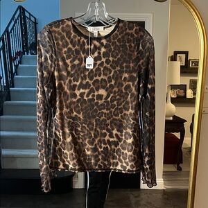 Edikted Leopard Print Sheer Women's Blouse